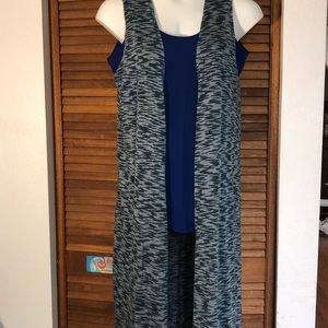 Lularoe JOY Duster Medium green/gray heathered